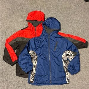 Kids AQ Red and Blue Hooded Jacket lot (size M 10-12)